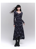 New Fashion Design Floral Pattern Women Long-sleeved Dress HZ1024