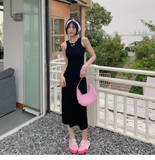 Simple Women Fashion Gray Black Halter Dress HZ1024