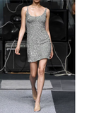 Fashion Silvery Sequin Design A-line Sleeveless Party Dress Homecoming Dress HZ1024