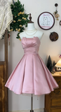 Simple Ruffle Strapless Design A-line Elegant Satin Homecoming Dress Party Dress HZ1024