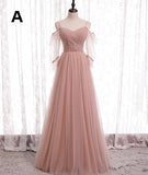 Elegant Pink Sweetheart A-Line Tulle Party Dress Evening Gown Bridesmaid Dress HZ1024