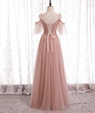 Elegant Pink Sweetheart A-Line Tulle Party Dress Evening Gown Bridesmaid Dress HZ1024