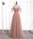 Elegant Pink Sweetheart A-Line Tulle Party Dress Evening Gown Bridesmaid Dress HZ1024
