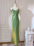Lovely Green Straps Long Formal Dress, Green Satin Party Dress Evening Dress HZ1024