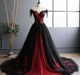 Black and Red Sweetheart with Long Formal Dress, Glam Long Prom Dress HZ1024