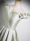 Light Green Long A-Line Princess Dress, Beautiful Off the Shoulder Evening Prom Dress HZ1024