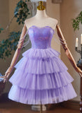 Lavender Cute Sweetheart Homecoming Dress, Lavender Short Prom Dress HZ1024