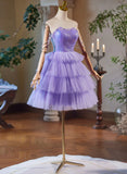 Lavender Cute Sweetheart Homecoming Dress, Lavender Short Prom Dress HZ1024