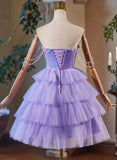 Lavender Cute Sweetheart Homecoming Dress, Lavender Short Prom Dress HZ1024