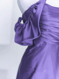 Beautiful Purple Satin Off Shoulder Formal Dress, Purple Satin Evening Dress Prom Dress HZ1024