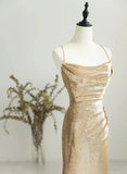 Champagne Sequins Long Prom Dress, Sequins Champagne Formal Dress HZ1024