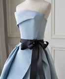 Blue Satin Long Party Dress Evening Dress, Blue Satin Prom Dress HZ1024