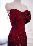 Black And Red Long Party Dress Prom Dress, Sweetheart Satin Evening Dress Formal Dress HZ1024