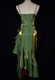Green Satin Vintage Style High Low Party Dress, Mermaid Spaghetti Strap Dress Formal Dress HZ1024