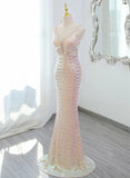 Lovely Sequins Mermaid Straps Long Party Dress, Sequins Mermaid Formal Dress HZ1024
