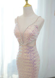 Lovely Sequins Mermaid Straps Long Party Dress, Sequins Mermaid Formal Dress HZ1024