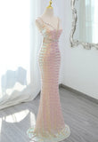 Lovely Sequins Mermaid Straps Long Party Dress, Sequins Mermaid Formal Dress HZ1024