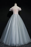 Off Shoulder Long Off Shoulder Party Dress, Tulle Sweet 16 Dress Formal Gown HZ1024