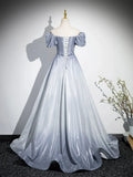 Beautiful Gradient-Color Glitter Sequins Prom Dresses, A-Line Princess Off-The-Shoulder Sleeveless Gray Blue Formal Dresses HZ1024