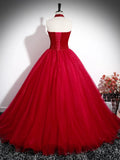 Previous Next Red A-Line Halter Long Prom Dress, Red Backless Evening Formal Dress HZ1024