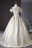 Elegant Champagne Long Prom Dresses, Beautiful Off the Shoulder Formal Dresses HZ1024