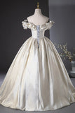 Elegant Champagne Long Prom Dresses, Beautiful Off the Shoulder Formal Dresses HZ1024