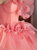 Pink Spaghetti Strap Tulle Long Prom Dress, Beautiful A-Line Sweet 16 Dress HZ1024