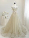 Cute Tulle Sequins Floor Length Prom Dress, Beautiful Spaghetti Strap Evening Party Dress HZ1024
