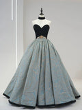 Beautiful Strapless Jacquard Floor Length Prom Dresses, A-Line Sweetheart Neck Formal Dresses HZ1024