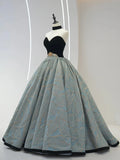 Beautiful Strapless Jacquard Floor Length Prom Dresses, A-Line Sweetheart Neck Formal Dresses HZ1024