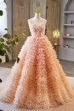 Beautiful Tulle Layers Long Prom Dresses, A-Line Spaghetti Straps Evening Dresses HZ1024