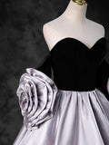 Black Sweetheart Neck Velvet Floor Length Formal Dress, Detachable off Shoulder Chic Party Dress HZ1024