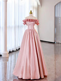 Off the Shoulder Satin Burgundy/Pink A-line Princess Dresses HZ1024