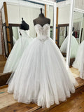 Gorgeous White Handmade Beading Sequins Ball Gown, Strapless Sleeveless Backless Formal Dress HZ1024