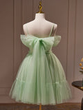 Green Tulle Lace Short Prom Dress, Cute Homecoming Dress, Green Party Dress HZ1024
