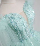 Beautiful Tulle Sequins Long Ball Gown, A-Line Tulle Sweet 16 Dress HZ1024