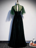 Green Velvet Long Prom Dress, Elegant A-Line Green Evening Dress HZ1024