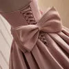 Pink Strapless Satin Long Prom Dress, Beautiful A-Line Evening Dress HZ1024