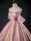 Pink Tulle Sequins Long Prom Dress, Beautiful A-Line Formal Dress Sweet 16 Dress HZ1024
