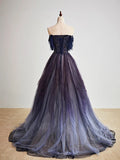 Purple Gradient Tulle Long Prom Dress, Beautiful A-Line Evening Party Dress HZ1024