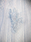 Blue Tulle Lace Long Prom Dress, Shiny A-Line Short Sleeve Evening Dress HZ1024