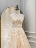 Cute Tulle Sweetheart Long Party Dress with Lace, Beautiful A-Line Prom Dress HZ1024
