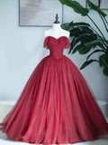 Burgundy Sweetheart Neckline Long Formal Dress, A-Line Strapless Evening Dress HZ1024