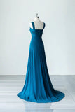 Blue Chiffon Long A-Line Prom Dress, A-Line Evening Dress Party Dress HZ1024