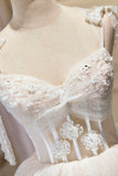 Champagne Lace Short Party Dress, A-Line Spaghetti Strap Evening Dress HZ1024