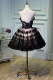 Black Layers Tulle Short Prom Dress, A-Line Homecoming Party Dress HZ1024