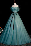 Green Tulle Long Senior Prom Dress, A-Line Formal Evening Dress HZ1024