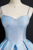 Simple Satin Short Prom Dress, A-Line Blue Party Dress HZ1024