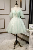 Mint Green Tulle Short Prom Dress, Cute A-Line Party Homecoming Dress HZ1024