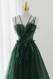 Green Tulle Long A-Line Prom Dress, Green Formal Evening Dress HZ1024